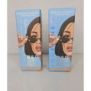 2 Pack Undefined Beauty R & R Sun Serum SPF 50 Sunscreen Med Tint Warm Undertone